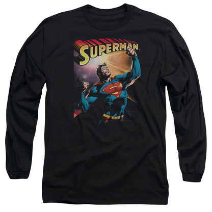 Superman Victory Mens Long Sleeve Shirt Black Officially Licensed