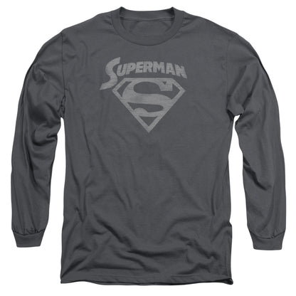 Superman Super Arch Mens Long Sleeve Shirt Charcoal Officially Licensed