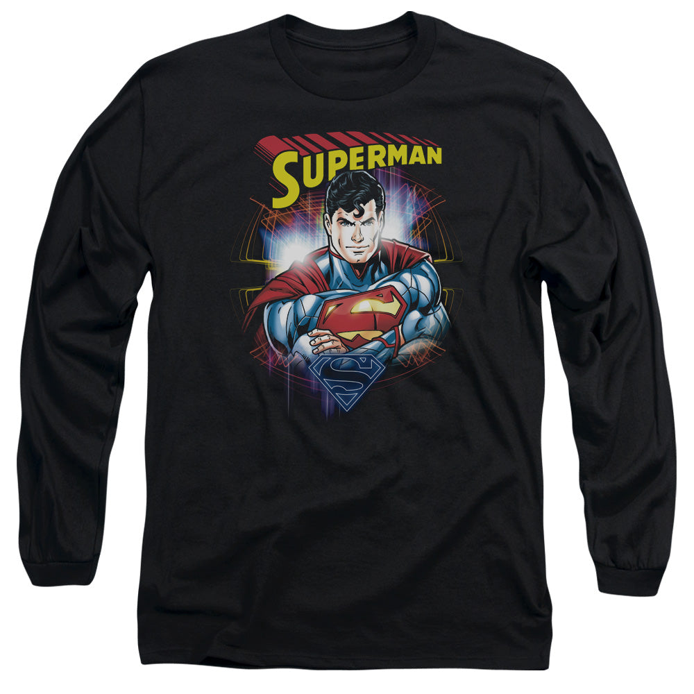 Superman Glam Mens Long Sleeve Shirt Black Officially Licensed
