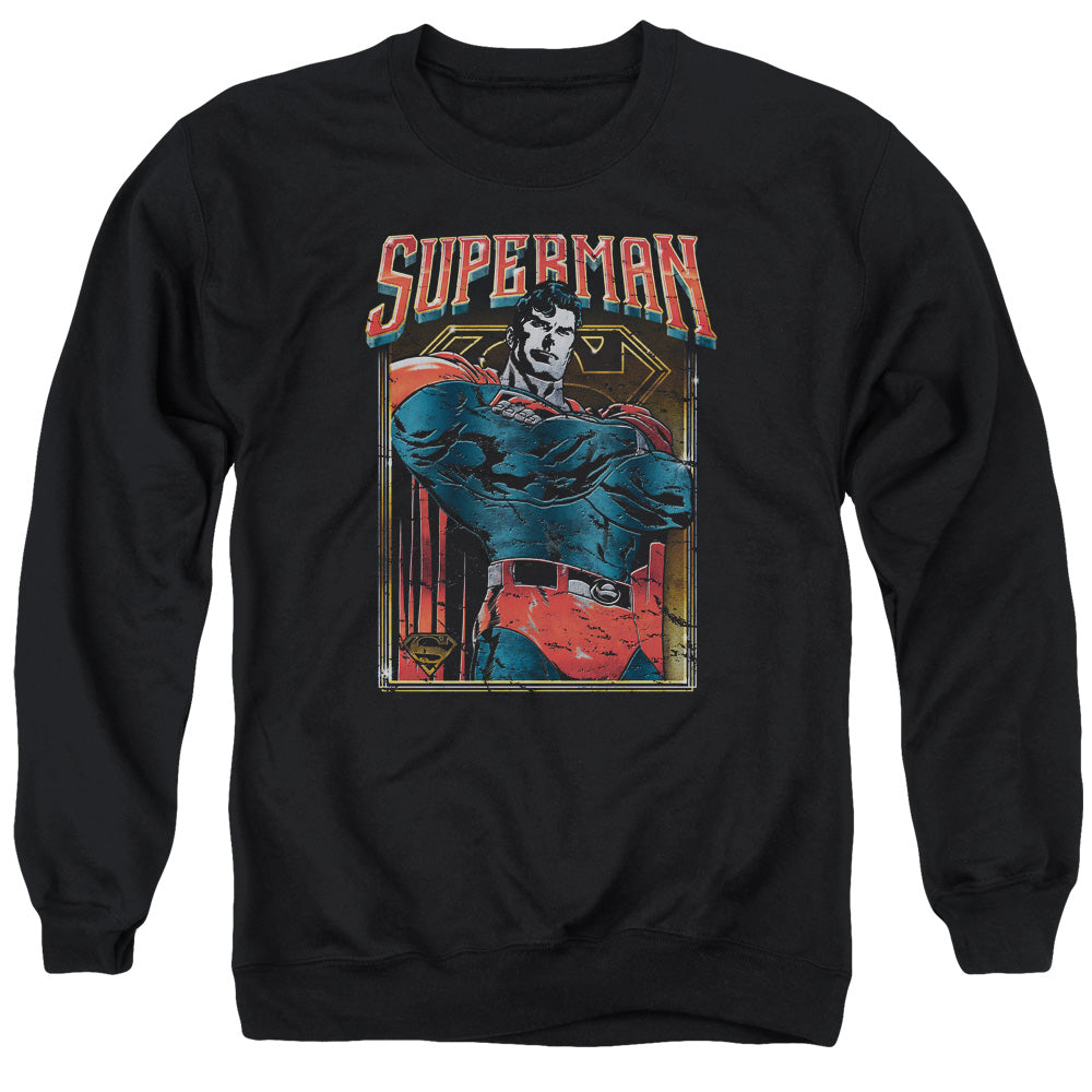 Superman Head Bang Mens Crewneck Sweatshirt Black