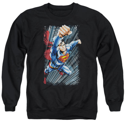 Superman Faster Than Mens Crewneck Sweatshirt Black