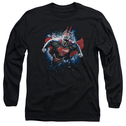 Superman Stardust Mens Long Sleeve Shirt Black Officially Licensed
