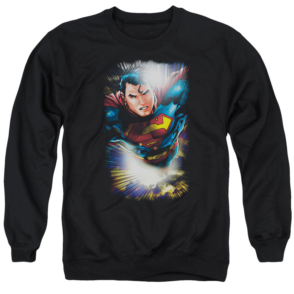 Superman In The Sky Mens Crewneck Sweatshirt Black