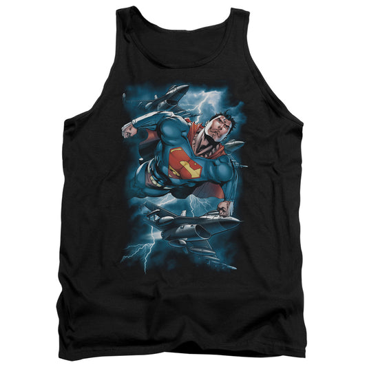 Superman Stormy Flight Mens Tank Top Shirt Black