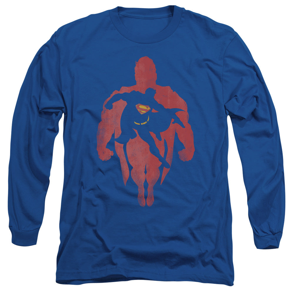 Superman Super Knockout Mens Long Sleeve Shirt Royal Blue