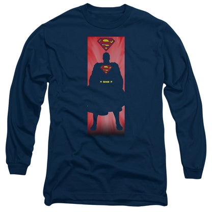 Superman Block Mens Long Sleeve Shirt Navy Officially Licensed
