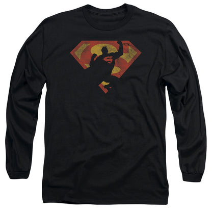 Superman S Shield Knockout Mens Long Sleeve Shirt Black Officially Licensed