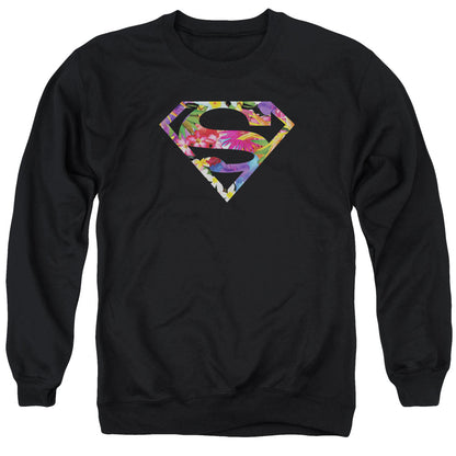 Superman Hawaiian Shield Mens Crewneck Sweatshirt Black