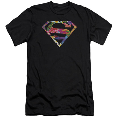 Superman Hawaiian Shield Premium Bella Canvas Slim Fit Mens T Shirt Black