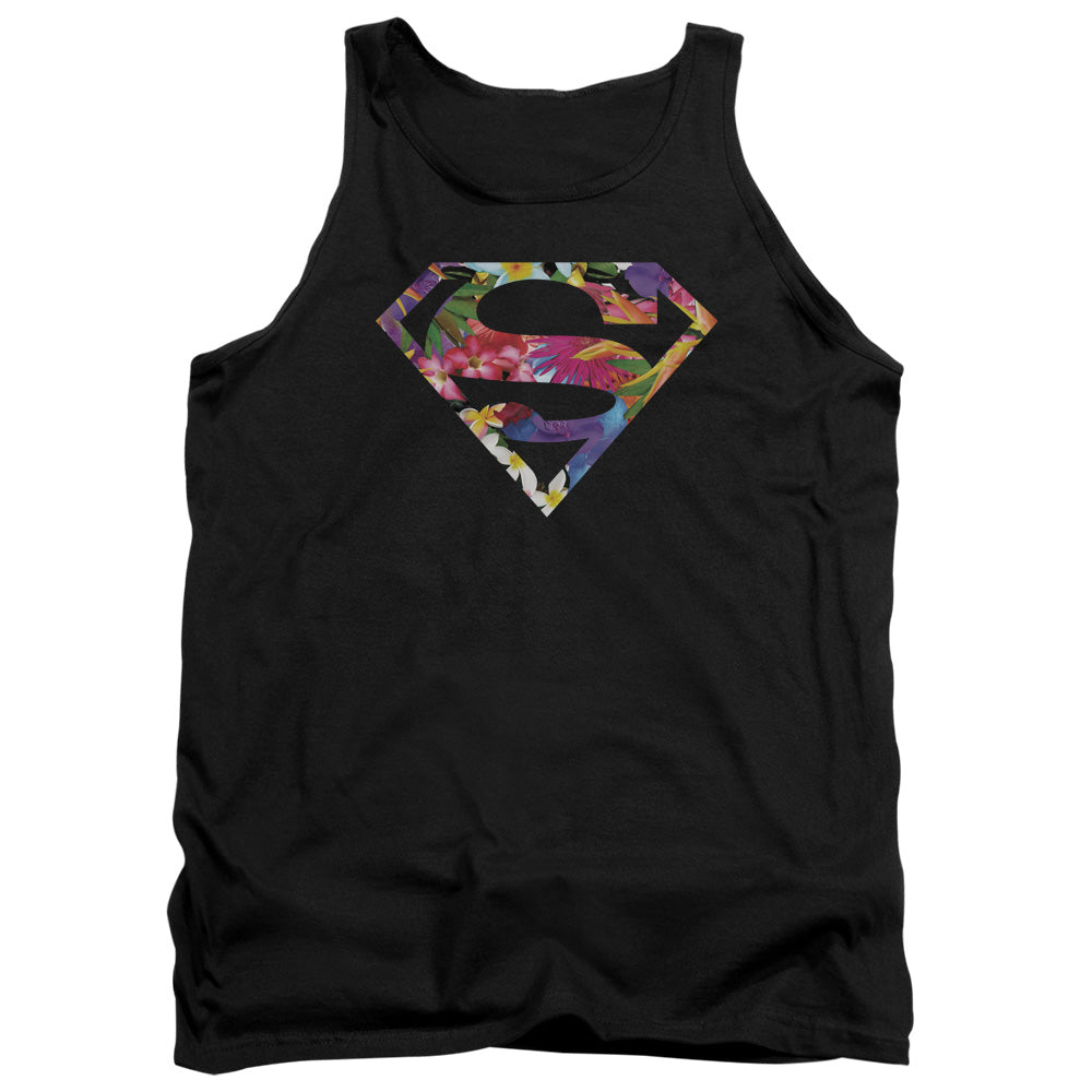 Superman Hawaiian Shield Mens Tank Top Shirt Black