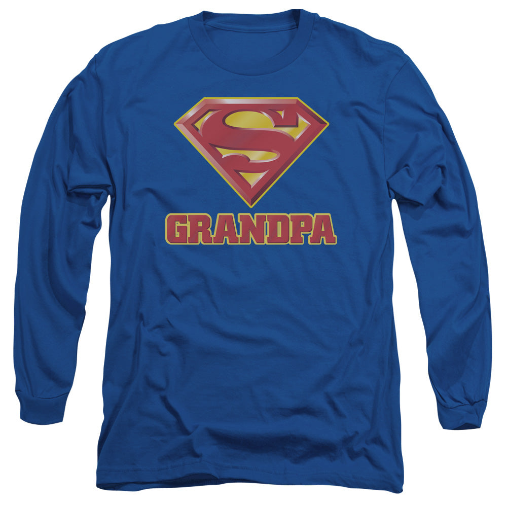 Superman Super Grandpa Mens Long Sleeve Shirt Royal Blue