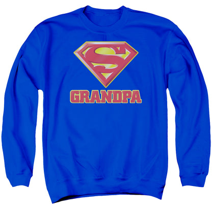 Superman Super Grandpa Mens Crewneck Sweatshirt Royal Blue