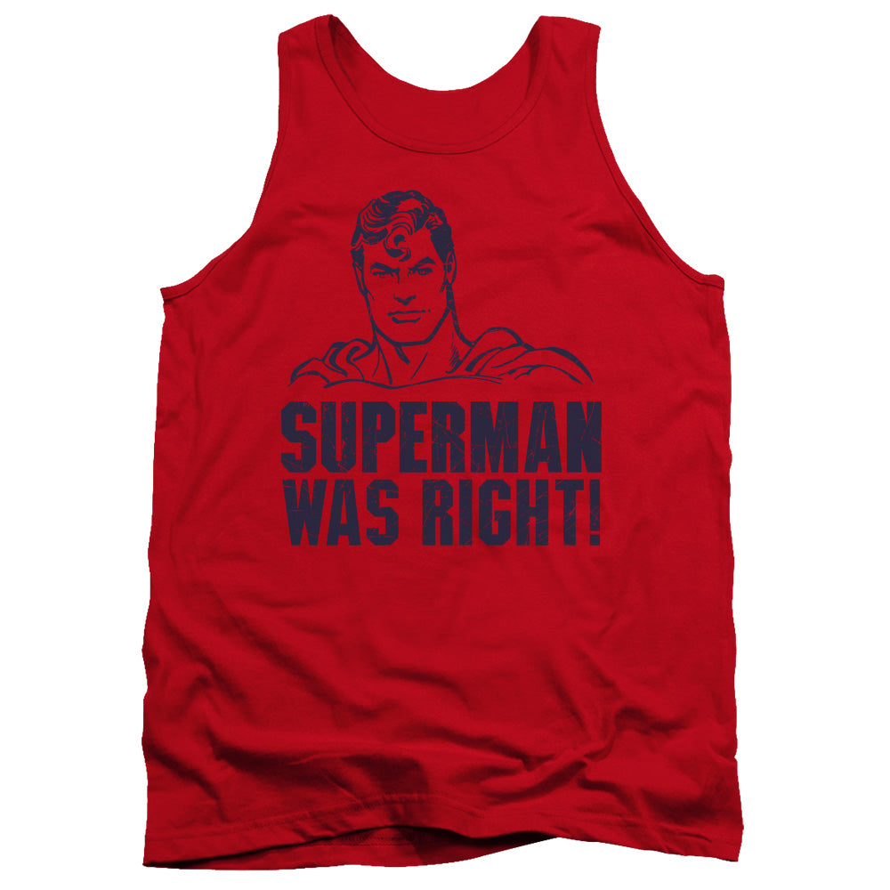 Superman Was Right Mens Tank Top Shirt Red