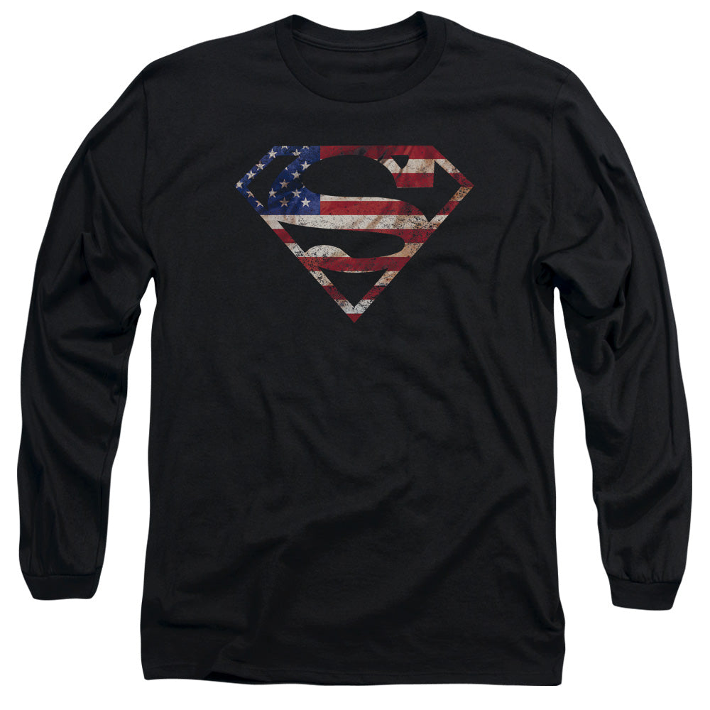 Superman Super Patriot Mens Long Sleeve Shirt Black