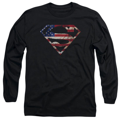 Superman Super Patriot Mens Long Sleeve Shirt Black