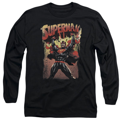 Superman Lift Up Mens Long Sleeve Shirt Black Officially Licensed