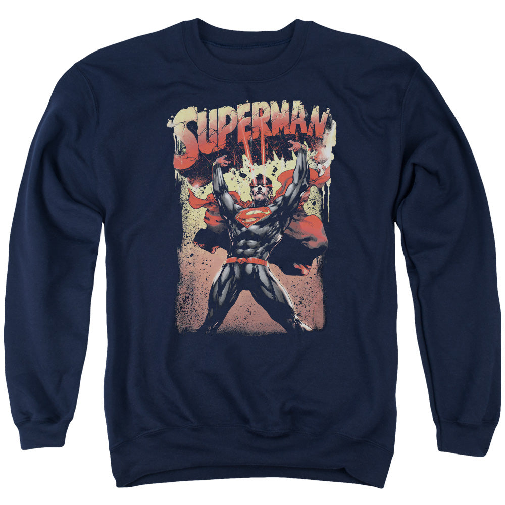 Superman Lift Up Mens Crewneck Sweatshirt Navy