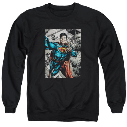 Superman Super Selfie Mens Crewneck Sweatshirt Black