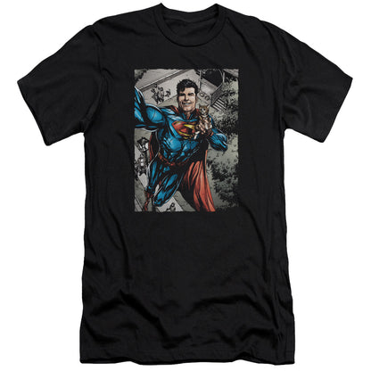 Superman Super Selfie Premium Bella Canvas Slim Fit Mens T Shirt Black