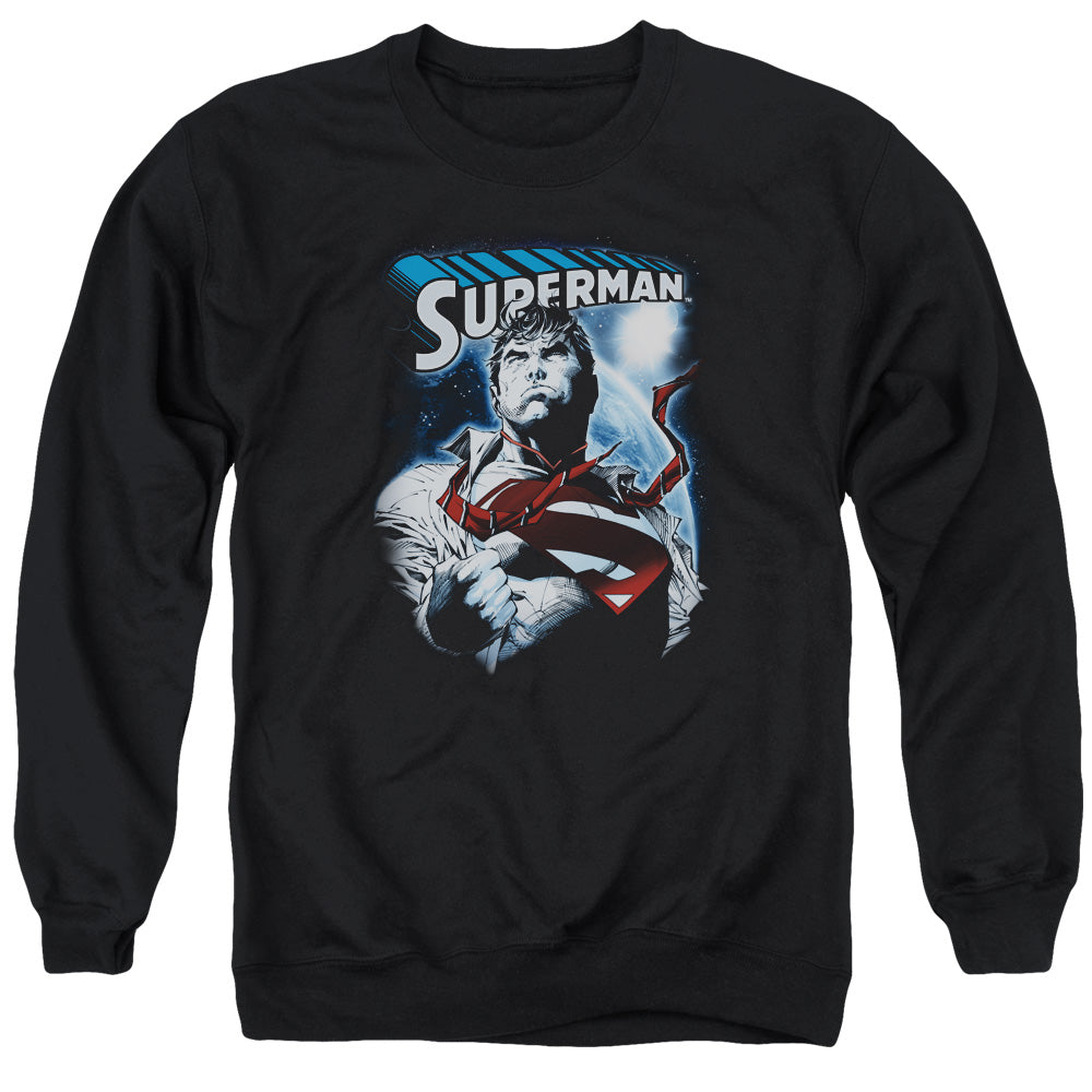 Superman Protect Earth Mens Crewneck Sweatshirt Black