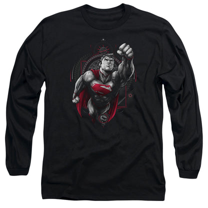 Superman Propaganda Superman Mens Long Sleeve Shirt Black Officially Licensed