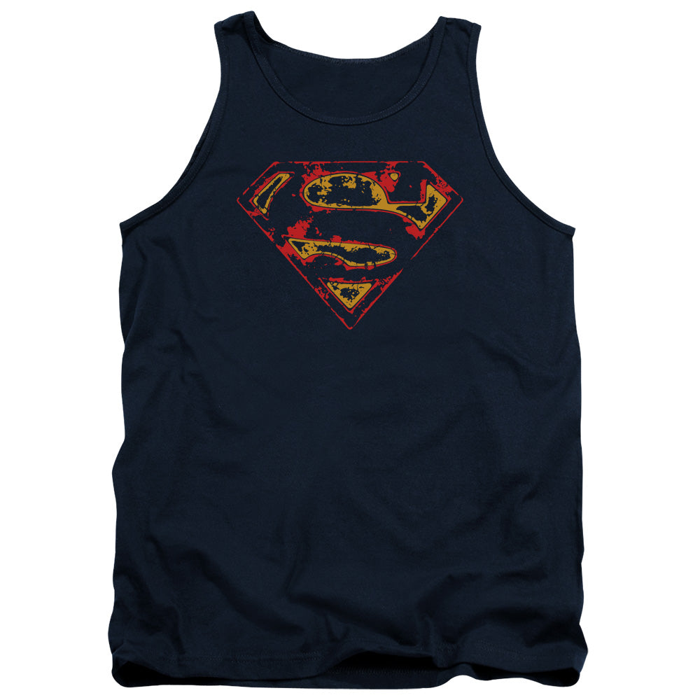 Superman Super Distressed Mens Tank Top Shirt Navy