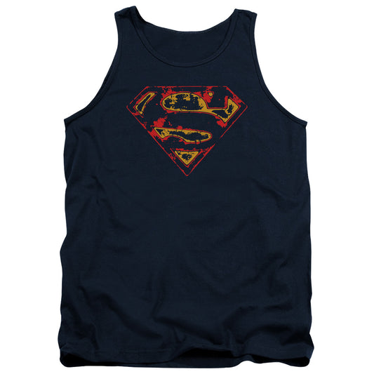 Superman Super Distressed Mens Tank Top Shirt Navy