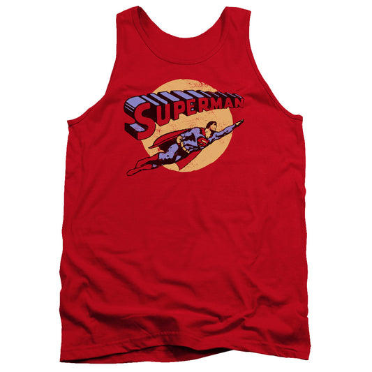 Superman Fly By Mens Tank Top Shirt Red