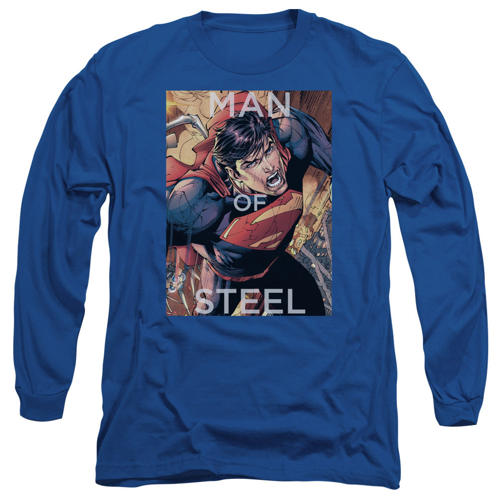 Superman Flight Of Steel Mens Long Sleeve Shirt Royal Officially Licensed