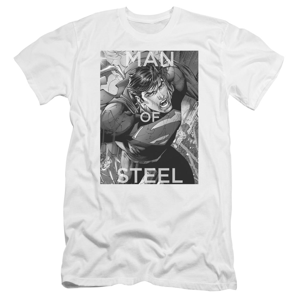 Superman Flight Of Steel Premium Bella Canvas Slim Fit Mens T Shirt White