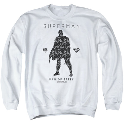 Superman Paisley Sihouette Mens Crewneck Sweatshirt White