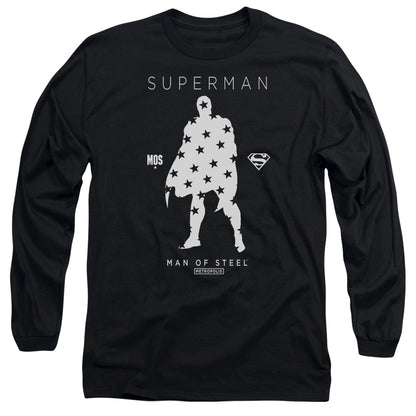Superman Star Silhouette Mens Long Sleeve Shirt Black Officially Licensed