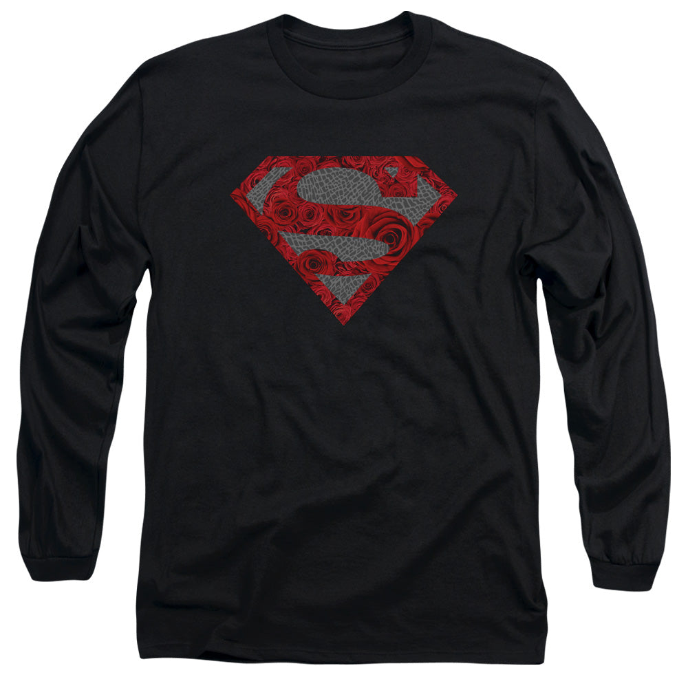 Superman Elephant Rose Shield Mens Long Sleeve Shirt Black