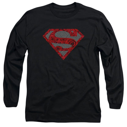 Superman Elephant Rose Shield Mens Long Sleeve Shirt Black Officially Licensed
