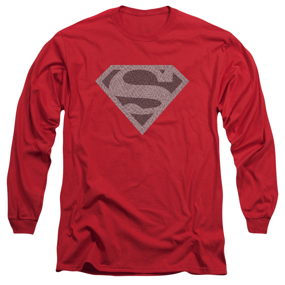Superman Elephant Shield Mens Long Sleeve Shirt Red Officially Licensed