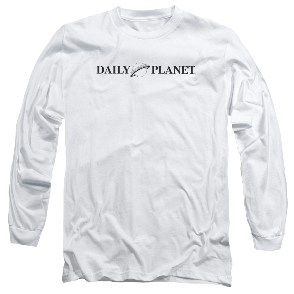 Superman Daily Planet Logo Mens Long Sleeve Shirt White