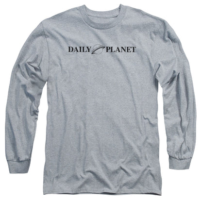 Superman Daily Planet Logo Mens Long Sleeve Shirt Athletic Heather Officially Licensed