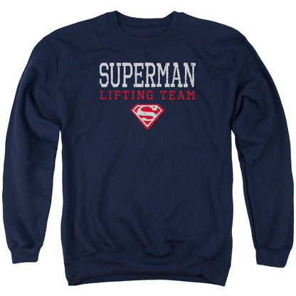 Superman Lifting Team Mens Crewneck Sweatshirt Navy