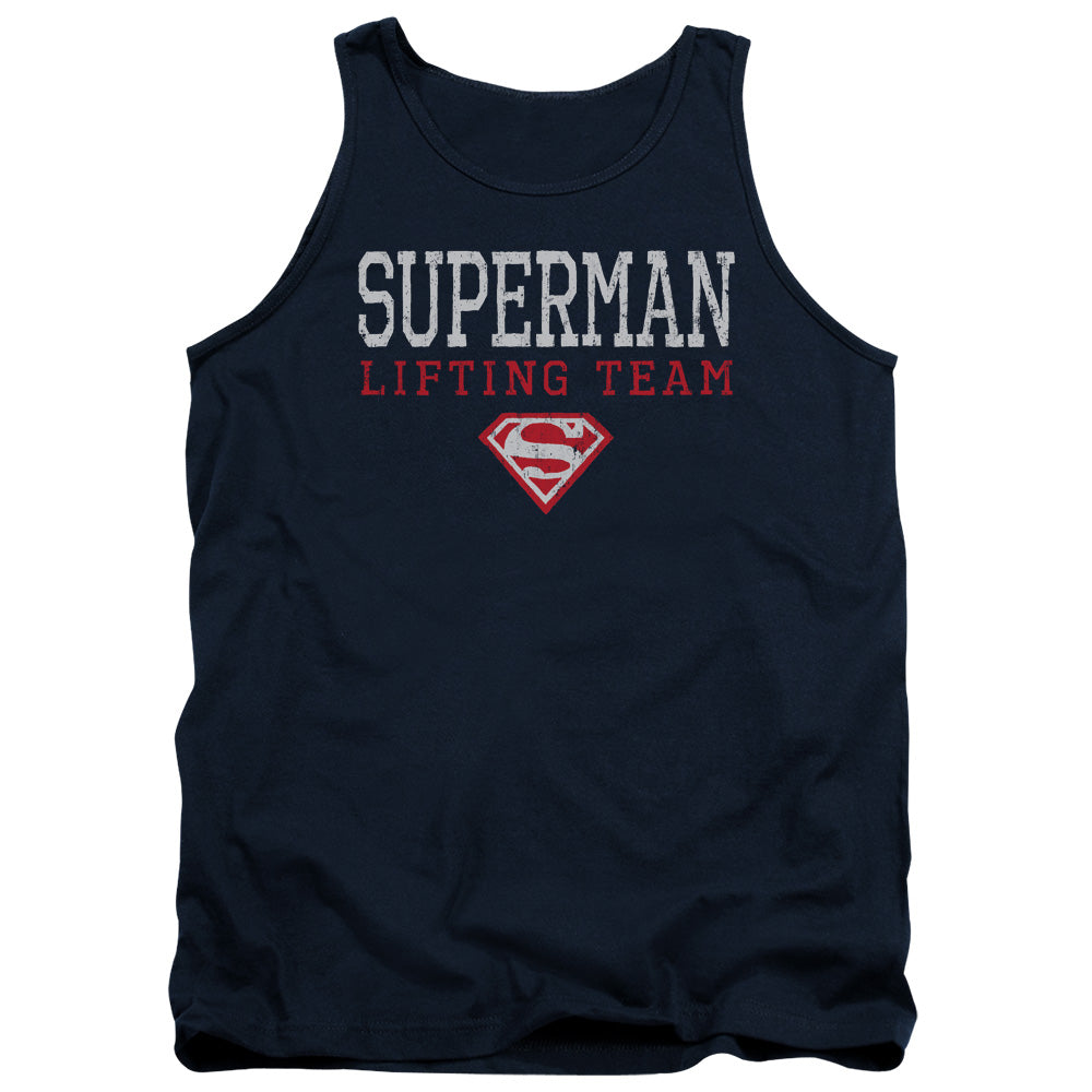 Superman Lifting Team Mens Tank Top Shirt Navy