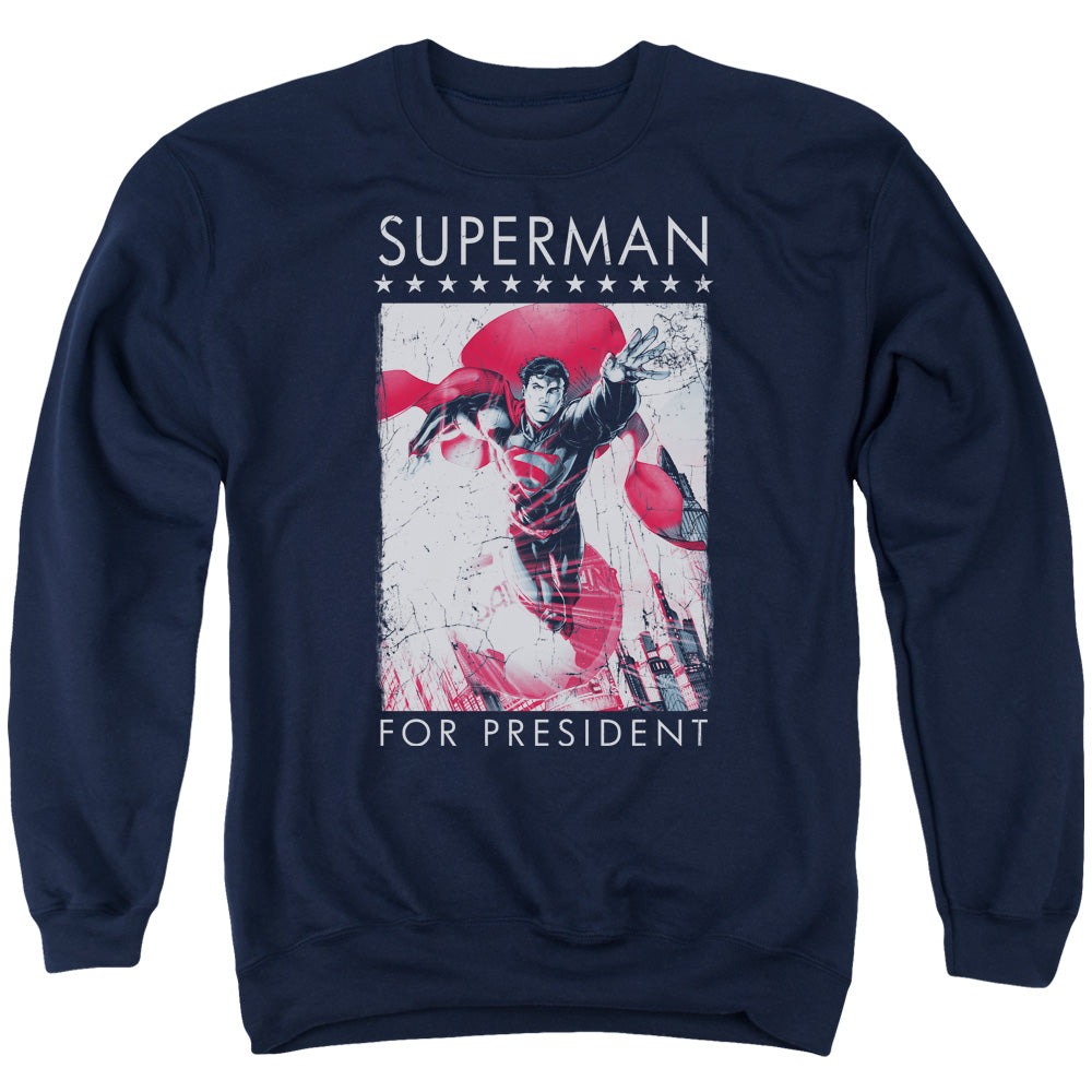 Superman Superman For President Mens Crewneck Sweatshirt Navy