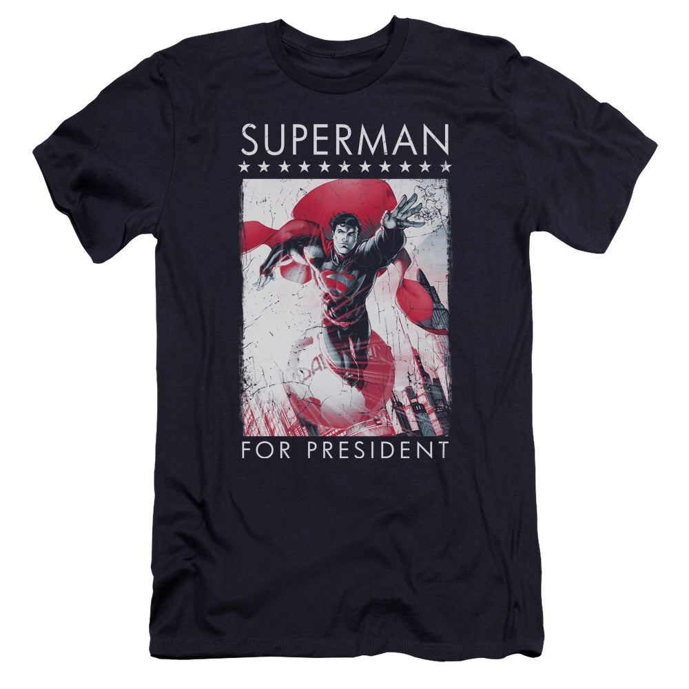 Superman Superman For President Premium Bella Canvas Slim Fit Mens T Shirt Navy