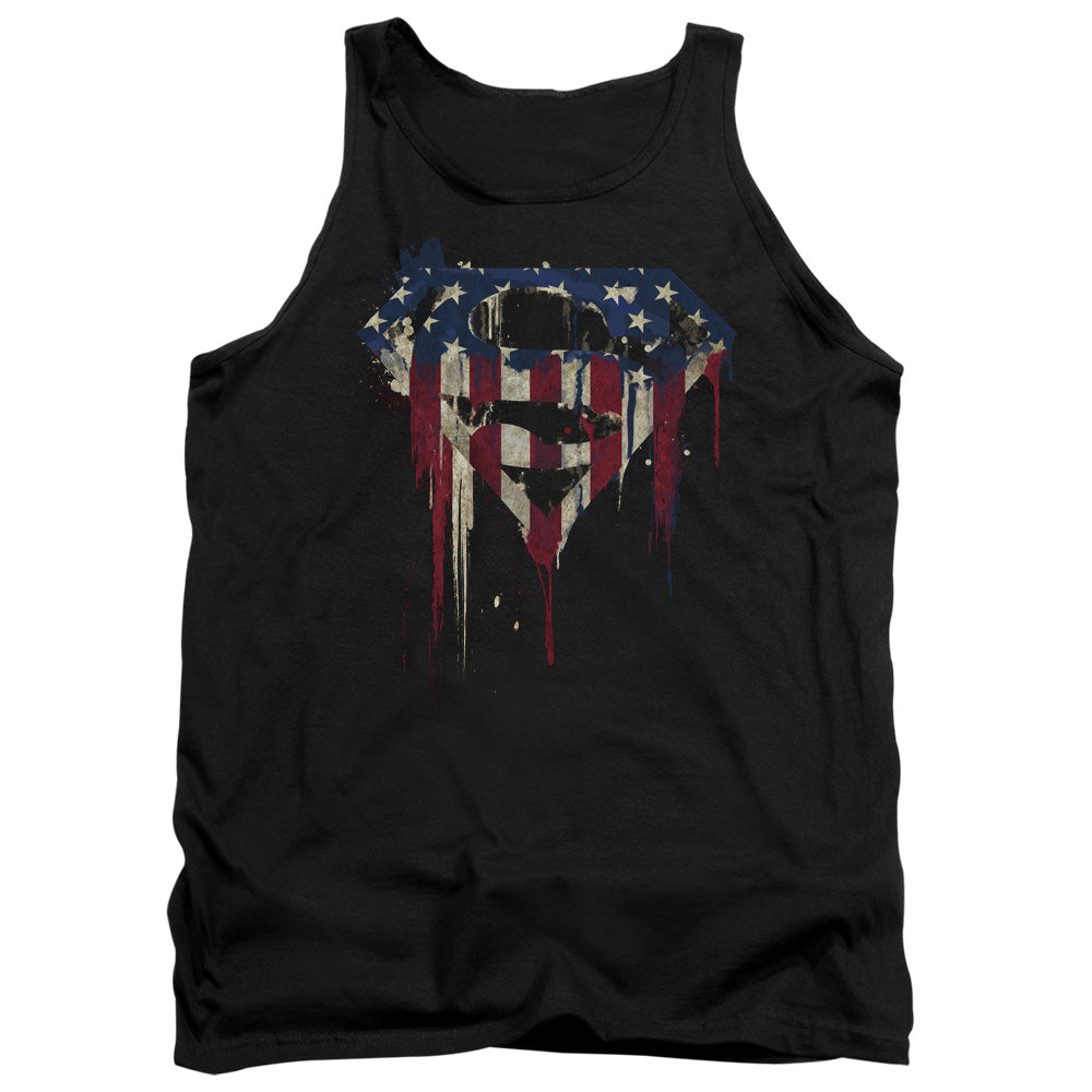 Superman Bleeding Shield Mens Tank Top Shirt Black