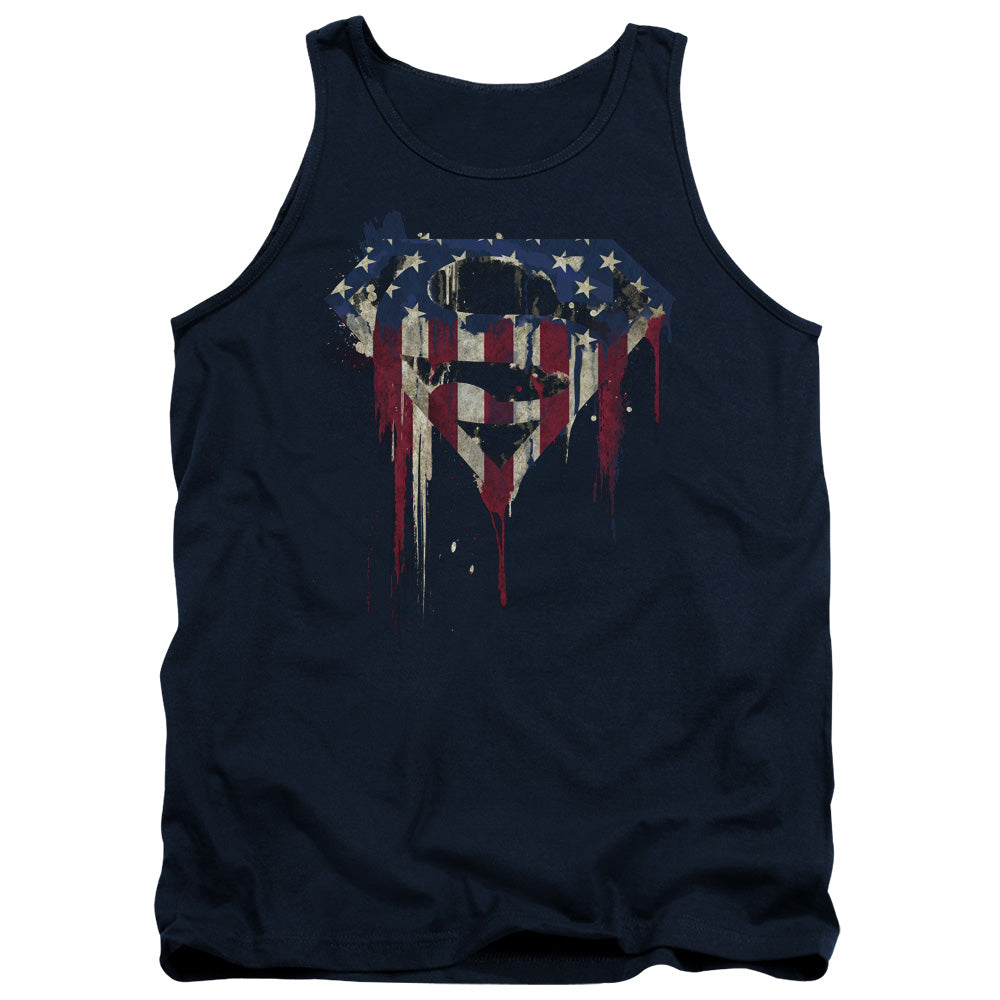 Superman Bleeding Shield Mens Tank Top Shirt Navy