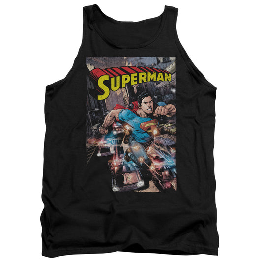 Superman Action One Mens Tank Top Shirt Black