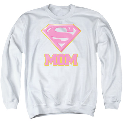 Superman Super Mom Pink Mens Crewneck Sweatshirt White