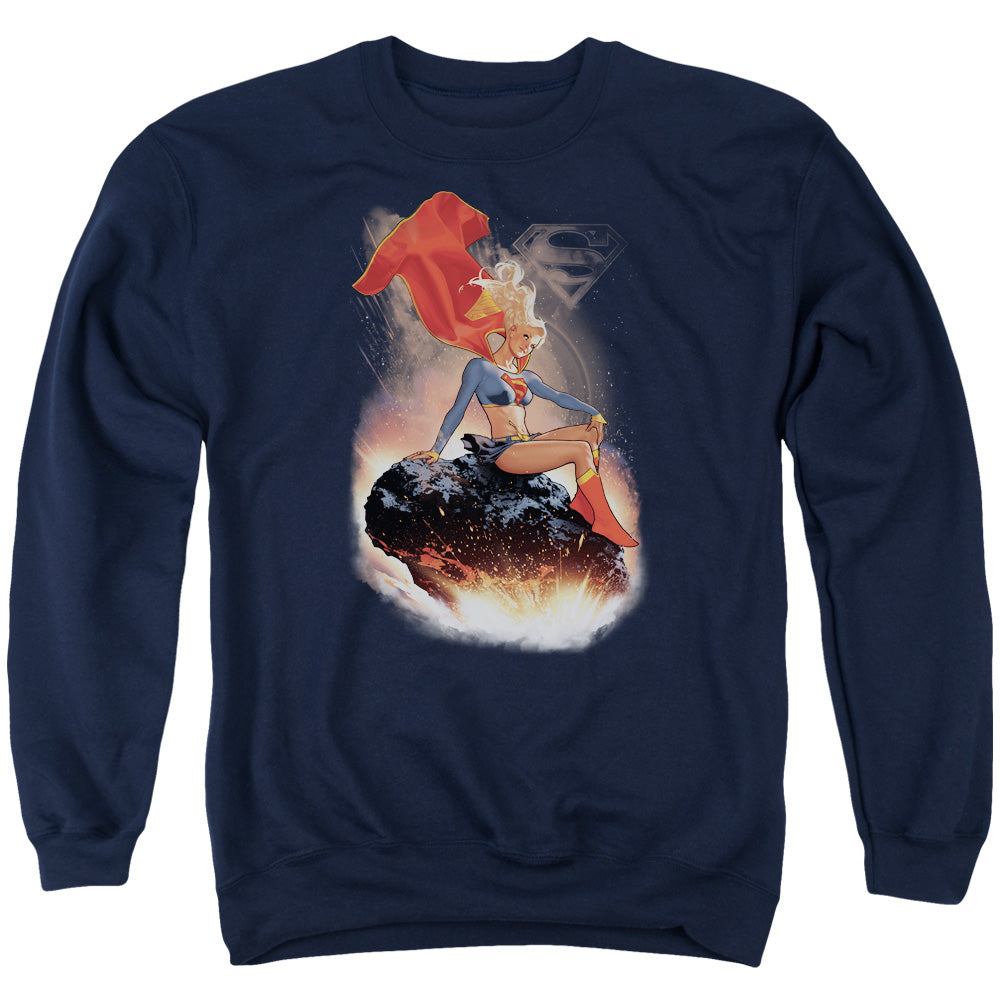 Superman Ride It Out Mens Crewneck Sweatshirt Navy