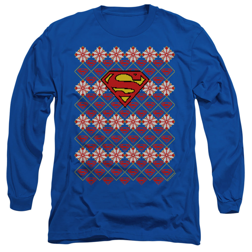 Superman Superman Christmas Sweater Mens Long Sleeve Shirt Royal Officially Licensed