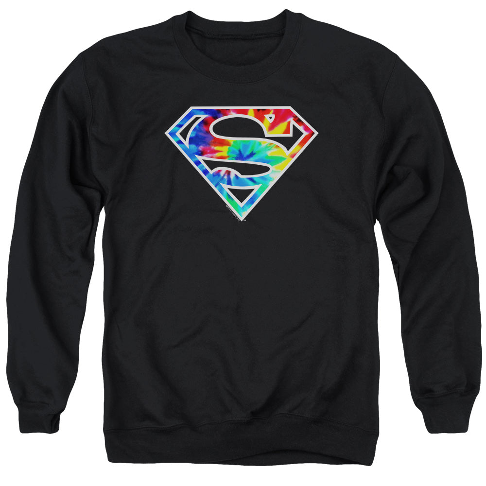 Superman Superman Tie Dye Logo Mens Crewneck Sweatshirt Black