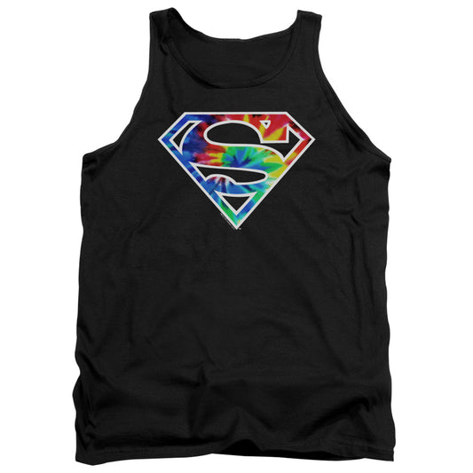 Superman Superman Tie Dye Logo Mens Tank Top Shirt Black