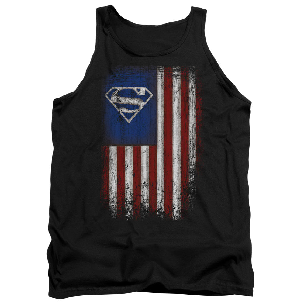 Superman Old Glory Shield Mens Tank Top Shirt Black